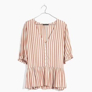 Madewell Courtyard Ruffle-Hem Top in Stripe